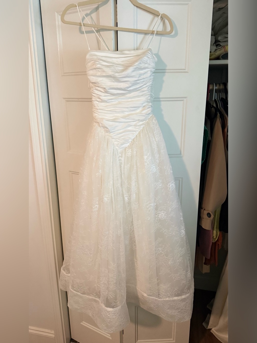 ASOS White Ruched Bodice Spaghetti-Strap Bridal Gown - Picture 4 of 6